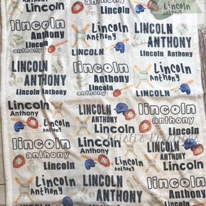 personalized baby blanket, custom, plush, baby boy, baseball, sport, baby shower gift
