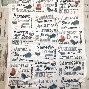 personalized baby blanket, custom, plush, natural, whale ocean nautical theme, baby shower gift