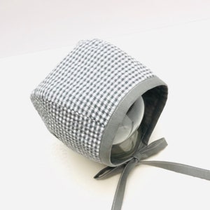 Gray cotton bonnet, baby bonnet, bonnet for boy.