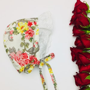 Ivy bonnet. Baby bonnet for girl 6-9 months. Reversible Baby girl bonnet. Sun bonnet.