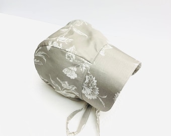 Handmade Cotton Baby Bonnet with Brim, Floral Print