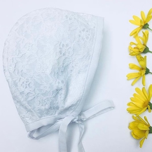 Christening Bonnet, Baby Baptism Bonnet, Baby vintage lace bonnet, Easter bonnet, baby cotton summer bonnet,baby girl lace bonnet.