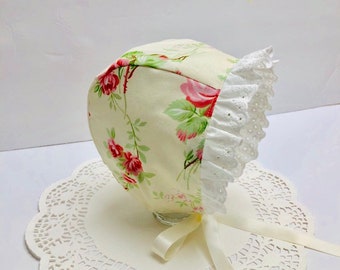 Gorro floral para bebé - Sombrero para el sol de algodón hecho a mano