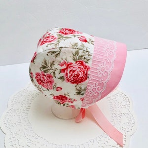 Cotton baby bonnet  ,bonnet for girl. Floral baby bonnet. Reversible brimmed baby bonnet , summer bonnet.