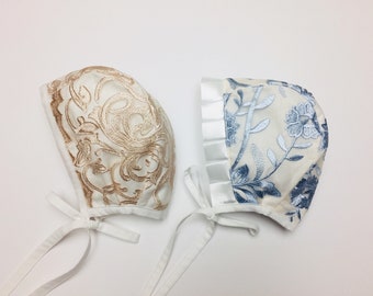 Embroidered Cotton Baby Bonnet with Brim