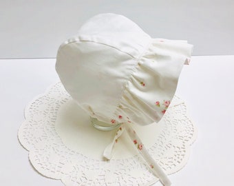Reversible Baby Bonnet: Handmade Cotton Sun Hat with Brim