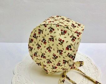 Floral Cotton Baby Bonnet, Spring Sun Hat