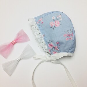Newborn baby bonnet. Vintage baby bonnet. Reversible bonnet .