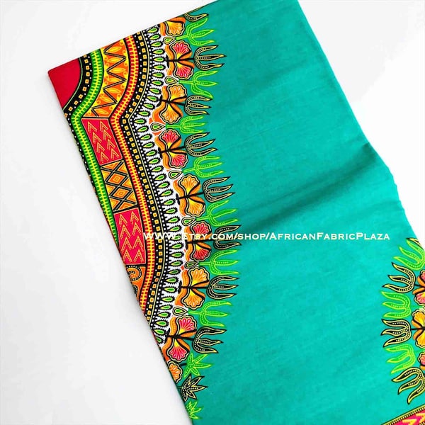 Teal, Red, Yellow Dashiki African Fabric African Print, Ankara, African  Textile,, Kitenge, Cotton Print, SKU # SWP1024/Price Per Yard