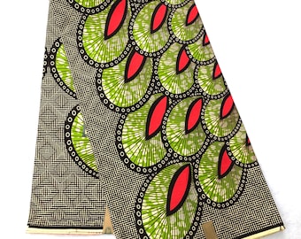 Green and Orange Peacock African Wax Print, Ankara, African Textiles, cotton print, Kitenge , SKU # AWP1010 /Price Per Yard