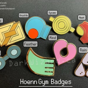 Hoenn Gym Badges With Display Board, Metal Pin, for Collection and Cosplay, Christmas Gift, Anime present