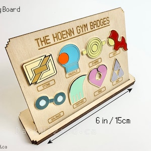 Hoenn Gym Badges With Display Board, Metal Pin, for Collection and Cosplay, Anime present
