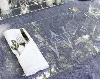 Custom acrylic placemat for outdoor dining, Personalized acrylic placemats for poolside and patio entertaining