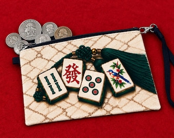 Mahjongg Tiles and Tassels card and cash bag