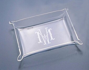 Monogrammed acrylic valet tray