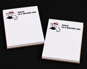 Mahjong Diva 5.5x8.5 notepads with 150 sheets of heavier 70 lb text paper