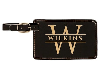 Engraved luggage tags, vegan leather