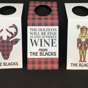 Wine tags for Christmas.Holiday wine gift tags.Personalized gift tags.Stocking stuffer for the wine lover