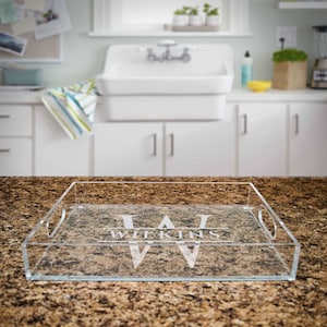 Personalized lucite serving tray.Personalized couples' gift.Personalized wedding gift.Monogram decorative tray.Mono shower gift.