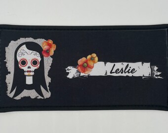 Personalized Halloween can & bottle wrap with snap and hook closure to fit different size containers, Halloween gift and party favor