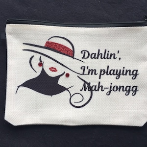 Mahjongg card bag.Mah-jong coin bag.Mah-jongg gift.Mah-jongg hostess gift.Mah-jongg birthday gift.Mah-jongg prize.Personalized Mah-jong bag