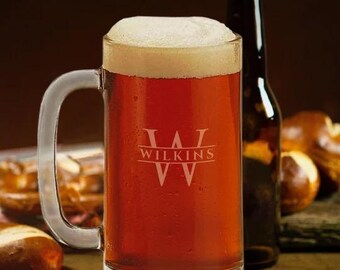 Personalized glass beer mugs,Bar shower gift