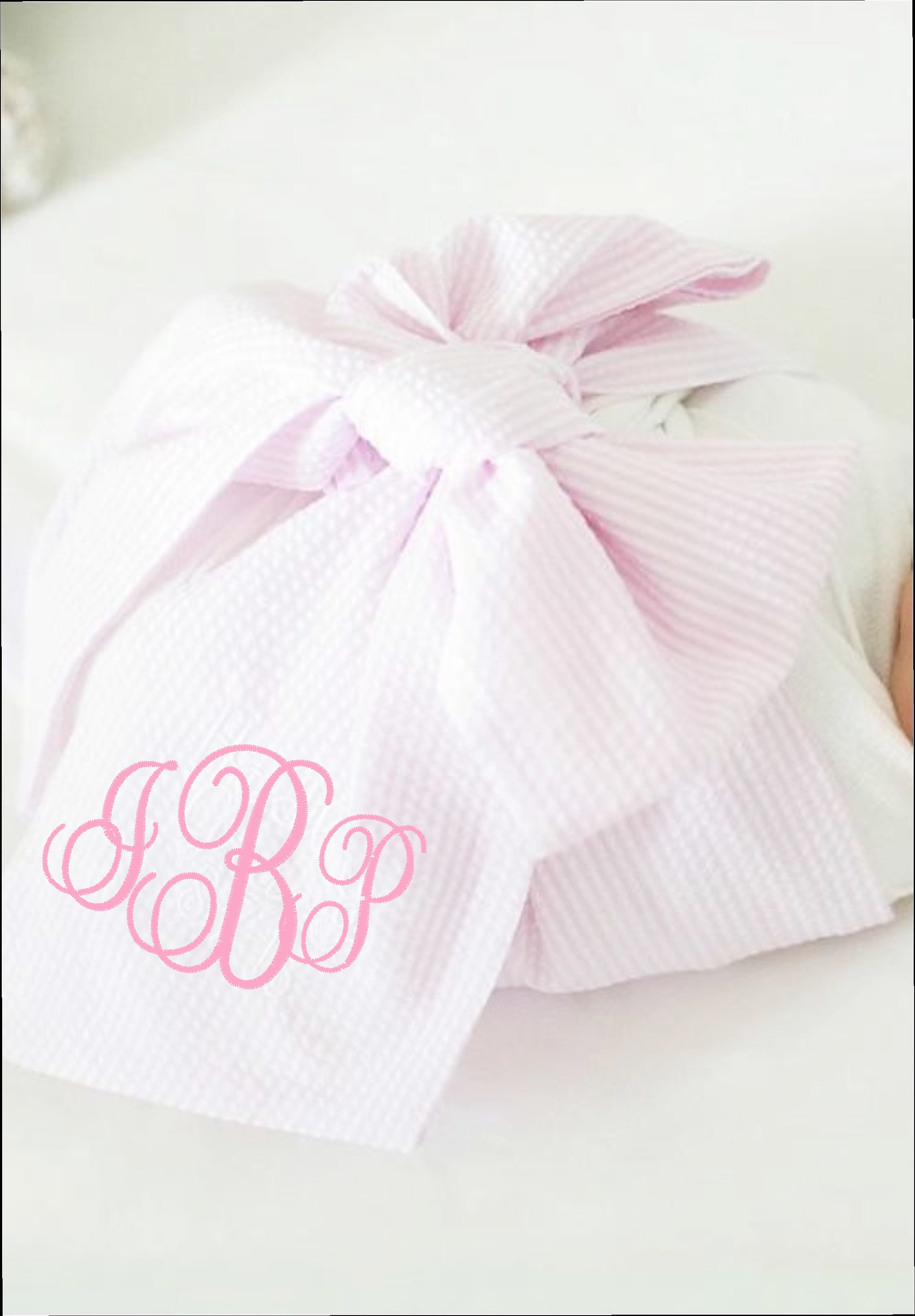 Swaddling seersucker sash,Children and infant photo prop,Mommy photo prop, Monogrammed infant sash, Personalized baby shower gift