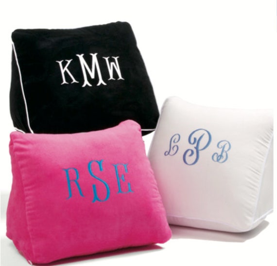 monogrammed bed rest pillow