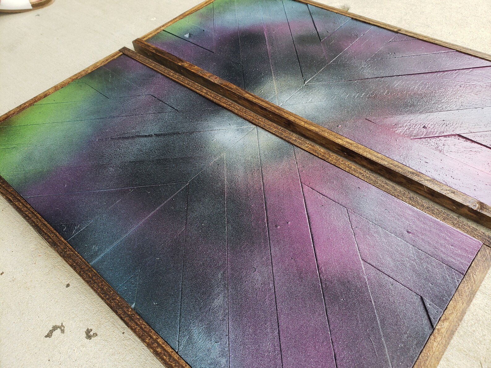 Galaxy on Wood Set of 2 Wood Art Geometric Wood Art Wood Etsy