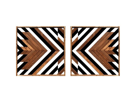 LEVI - Set of 2 Reclaimed Wood Art - Geometric Wood Art - Wood Wall Art - Wood Art - Boho Decor - Gallery Wall Decor - Living Room Art