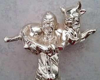 Boy and bull calf trophy topper gold-tone metal trophy top 4H award solid cast metal state fair trophy county fair trophy