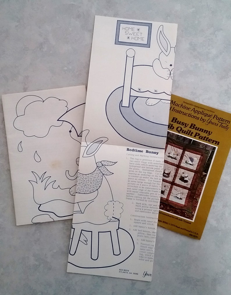 Instructions Traceable Patterns Busy Bunny Crib Quilt Pattern 1979 By Yours Truly Co Make It For Lap Quilt Or Wall Hanging Uncut Blueprints Doll Model Making Kromasol Com