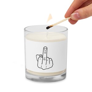 Glass jar soy wax candle, Gag Gift Candle, Middle Finger design