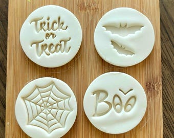 HALLOWEEN Cookie Stamp Set, Fondant Embosser Set with Round Cutter