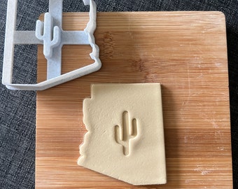 Arizona State Shaped Cookie Cutter with Cactus, Arizona Fondant Cutter