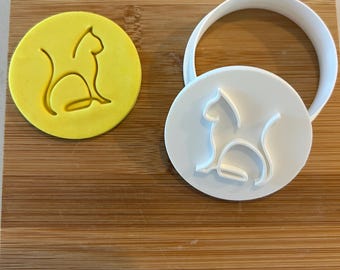 CAT Cookie Stamp with Cutter, Fondant Cutter, Clay Cutter