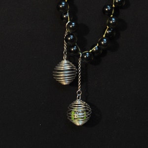 Handmade Spiral Cage Necklace | &quot;MARBLES&quot; | Light weight | Translucent beads | Extra Long | 30&quot;