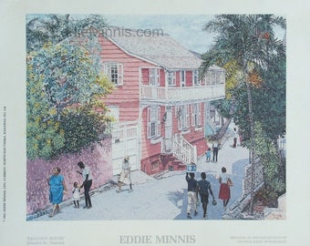Balcony House - Bahamian art print of original oil painting by Eddie Minnis