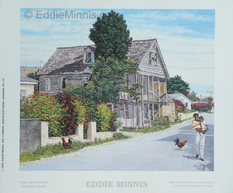 Old House Bahamian art print of original oil painting by Eddie Minnis image 1