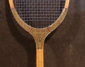 Raquette De Tennis Vintage MacGregor – Bois, Intercollégial, Fibre Soudée