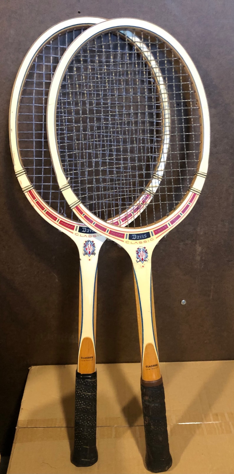 Two Vintage TAD Davis Classic Wood Tennis Rackets Etsy