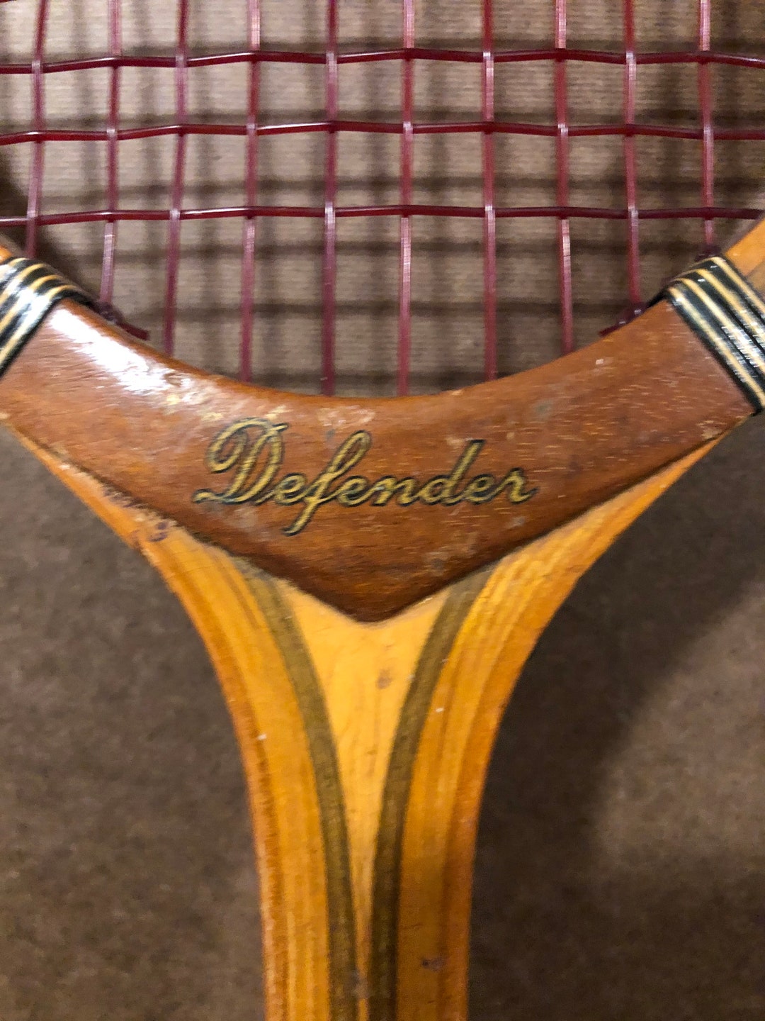 Vintage Heavy Wood Tennis Racquet Cortland Defender Beautiful Smoked