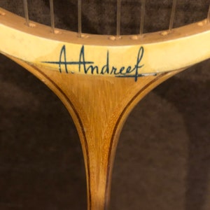 Vintage Beautiful Badminton Racquet with Press & Cover Andreef Autograph