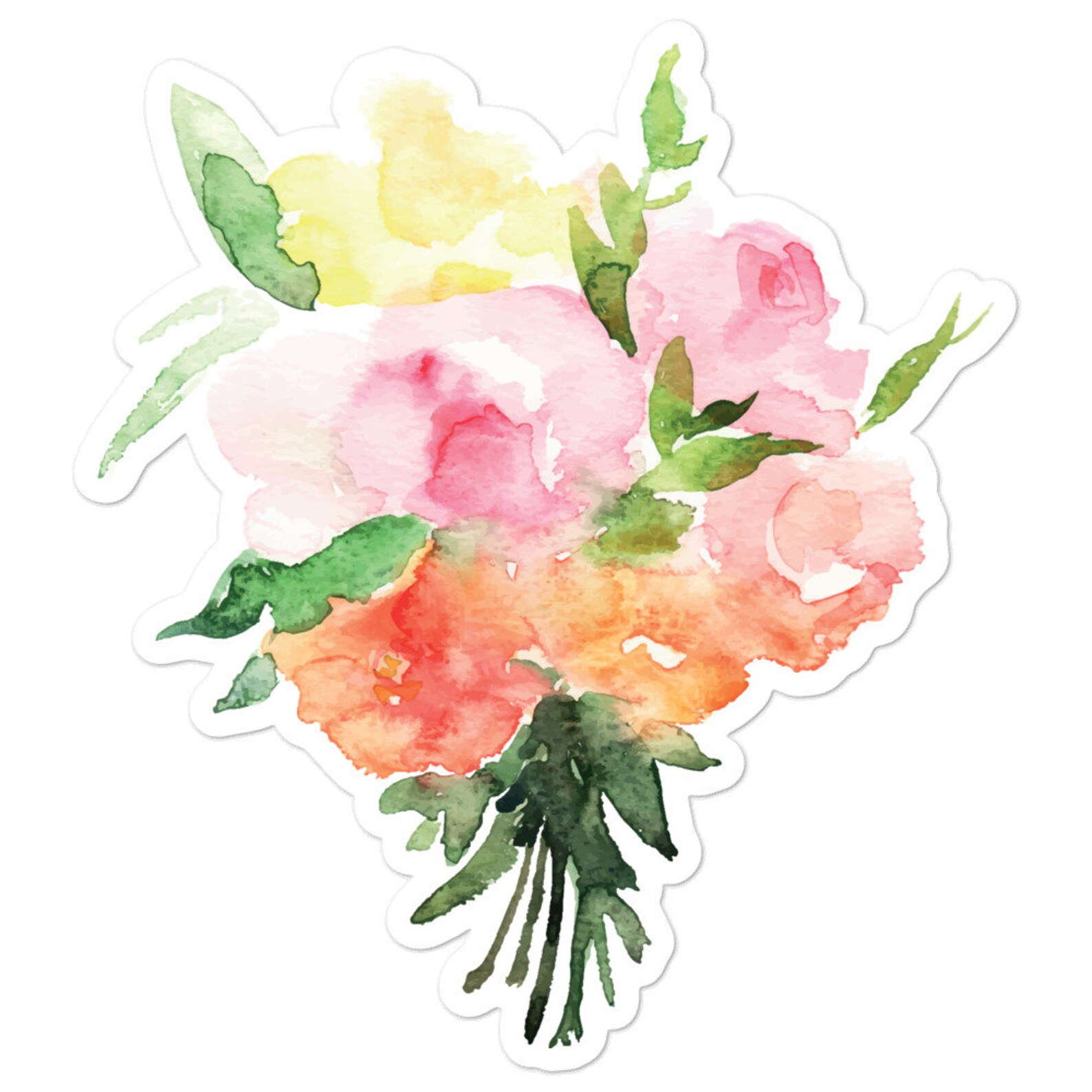 Pastel flowers sticker floral bouquet decal for planner Etsy