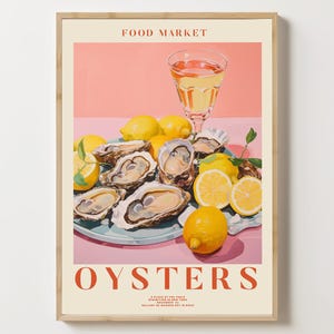 Oyster Themed Print, Oyster Lemon Poster, Coastal Cuisine Wall Art, Nautical Dining Art, Seafood Restaurant Artwork ,Seafood Wall Décor
