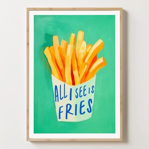 French Fries Poster, Fast Food Print, French Fries Wall Art Print, Restaurant Wall Art, Foodie Poster, Kitchen Wall Decor