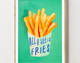 Affiche de frites, impression de restauration rapide, impression d'art mural de frites, art mural de restaurant, affiche de foodie, décoration murale de cuisine