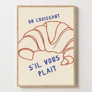 Croissant Poster, French Bakery Art, French Cafe Decor, Croissant Illustration Minimalist Food Print, Aesthetic Wall Print, Modern Wall Art