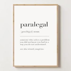 Paralegal Definition Print, Lawyer Gift, Law Office Decor, Attorney Poster, Paralegal Gift, Funny Printable Art, Dictionary Print, Gifts