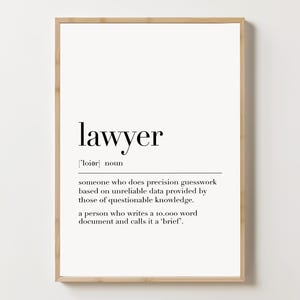 Lawyer Poster, Lawyer Definition Wall Art Print, Lawyer Definition Print, Gift For Lawyer, Office Decor, Dictionary Wall Art